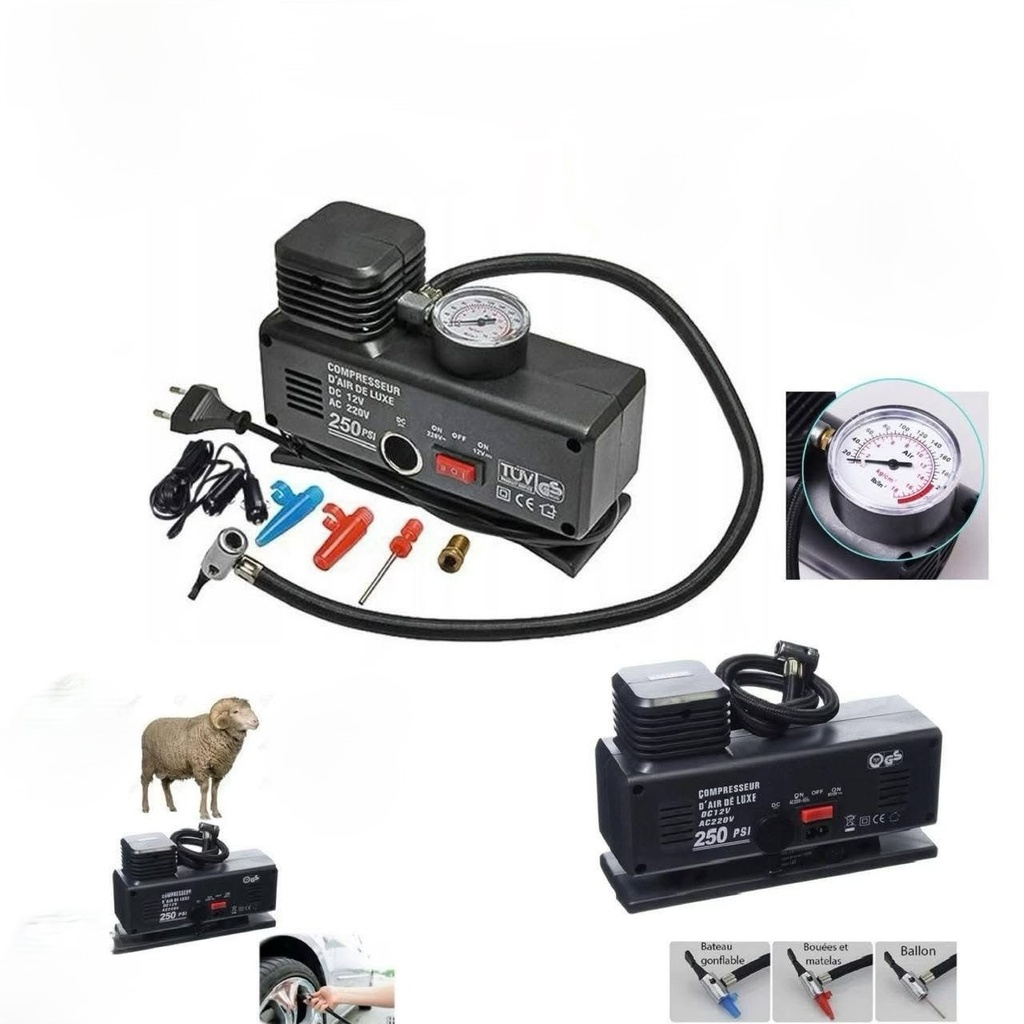 COMPRESSEUR 2-EN-1 12V/220V 