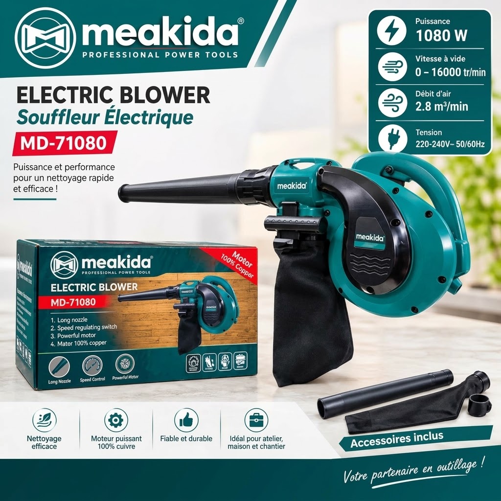 SOUFFLEUR ASPIRATEUR 1080W MEAKIDA 