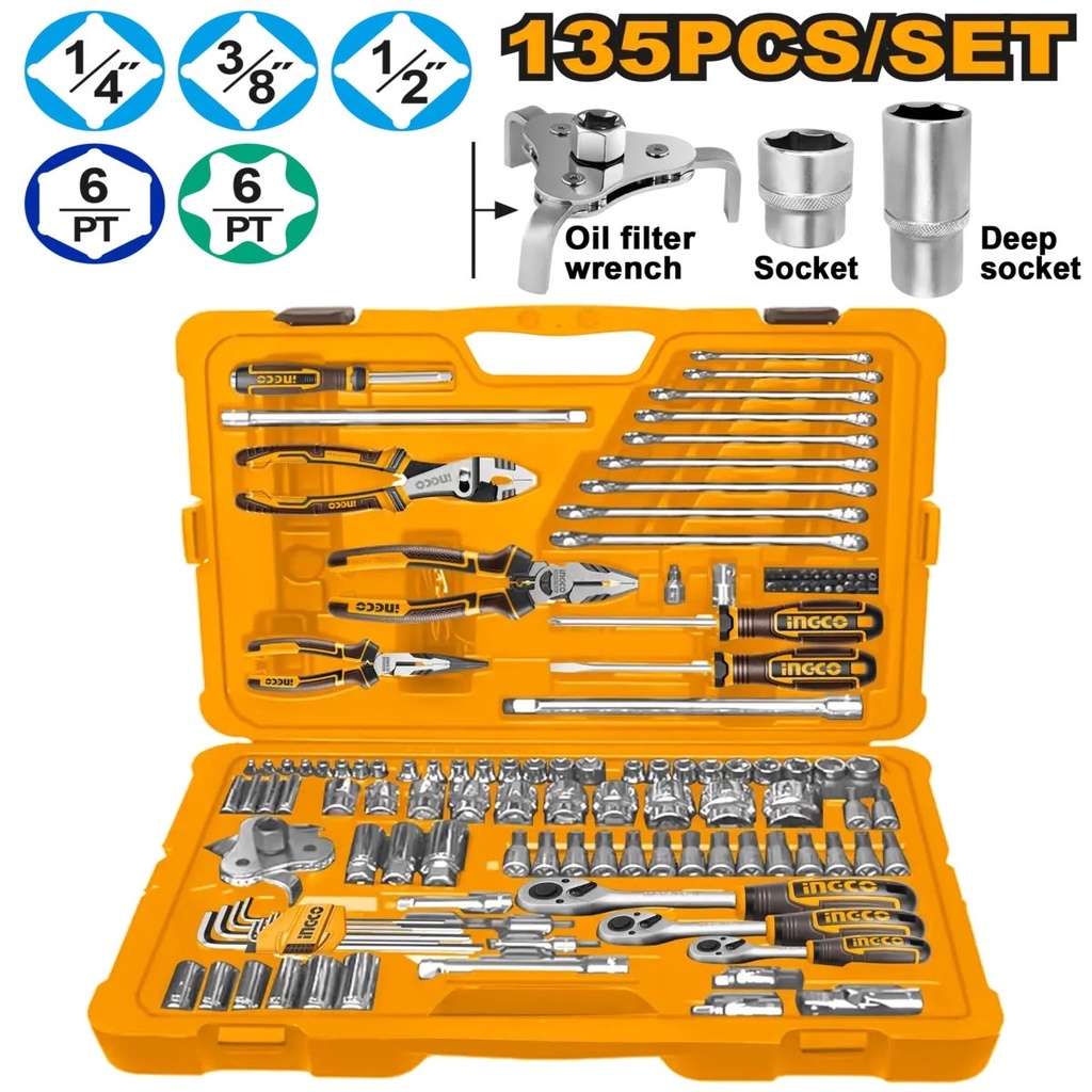 Ensemble d’outils combinés 135 pièces Ingco HKTHP21351