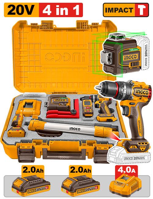 Ensemble de 4 outils sans fil Niveau laser HLL260467