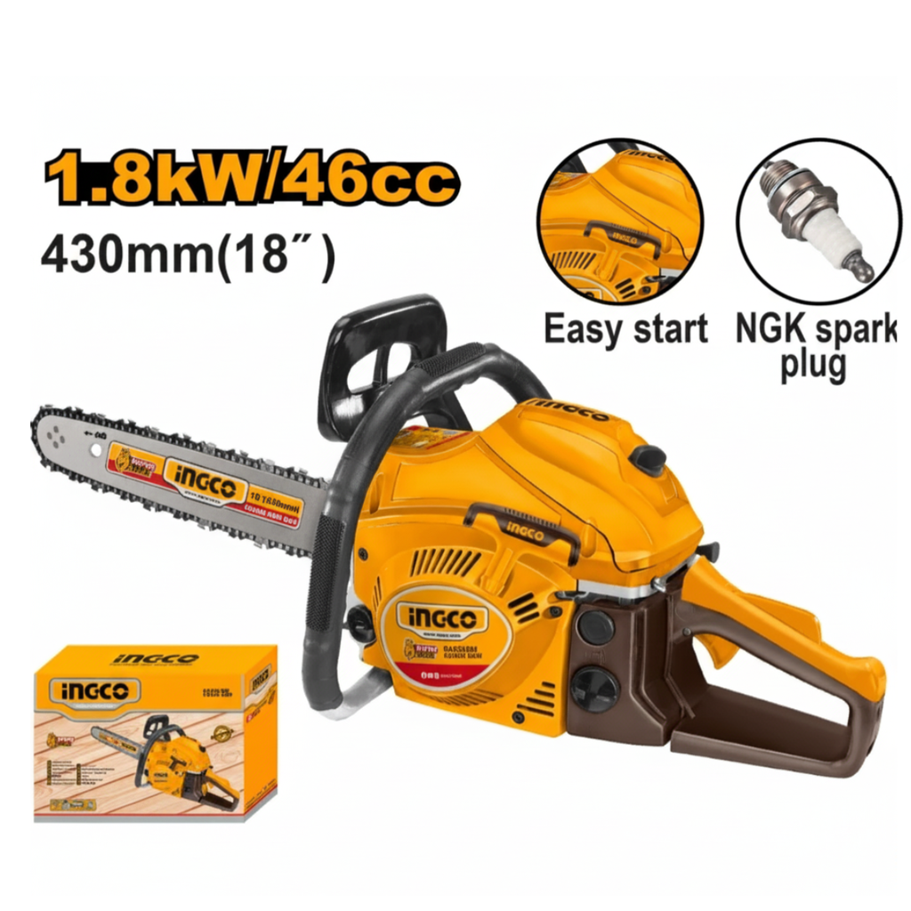 Tronconneuse à essence INGCO GCS5451811 – 46cc, guide 18″