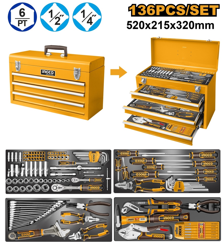 Coffret d’outils INGCO 136 pièces HTCS261368