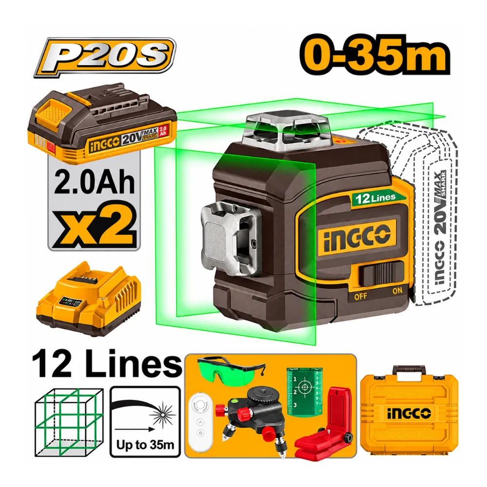 Nivela laser 0-35m Verde INDUSTRIAL INGCO HLL3012165 