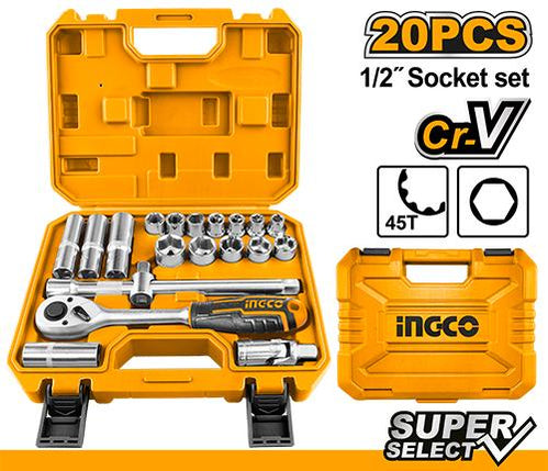 Coffret de douilles INGCO 20 pièces (1/2”)-HKTS12201