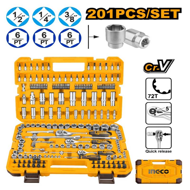 Coffret d’outils 201 pièces (Industrial)- INGCO HKTS082016