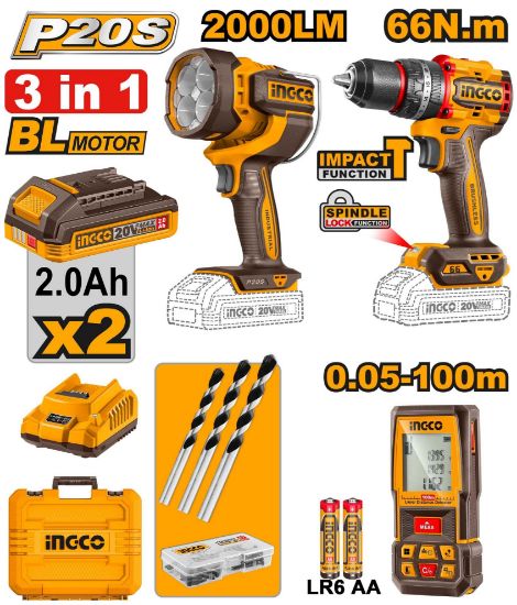 Kit Combo Sans Fil 20V (3 en 1) INGCO COSLI250885