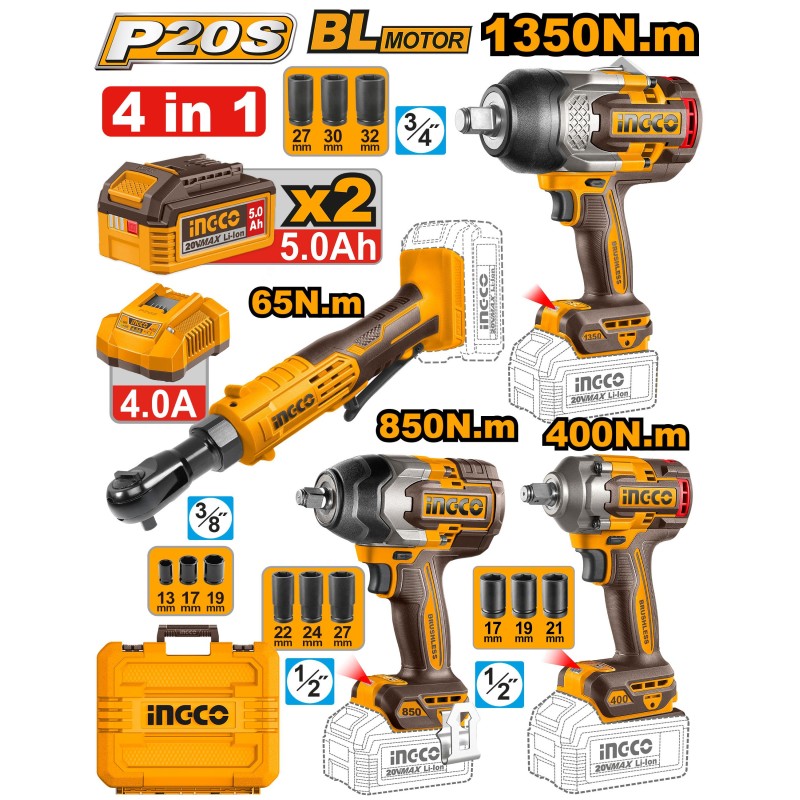 Kit Combo Sans Fil 4 Pièces (20V)-INGCO COSLI250783
