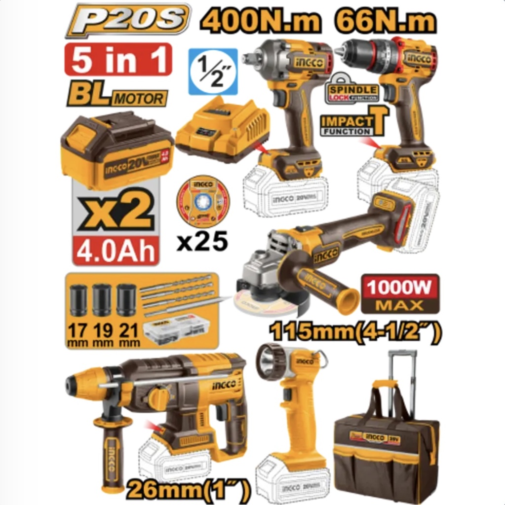 KIT 5 PIECES INGCO CKLI2059