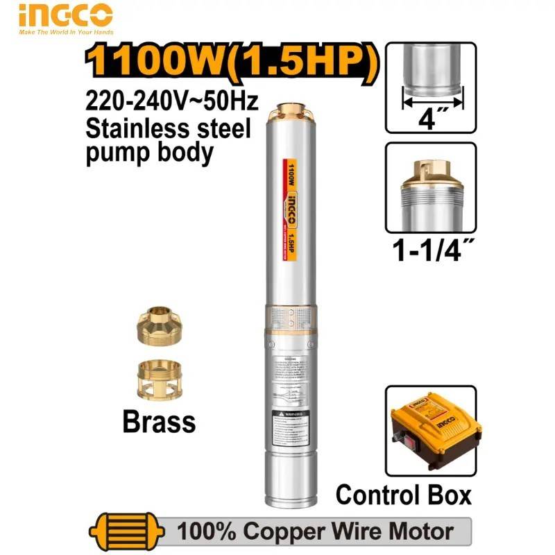 POMPE IMMERGÉE DE PUITS PROFOND DE 4 1100W/1.5HP INGCO DWP1100621