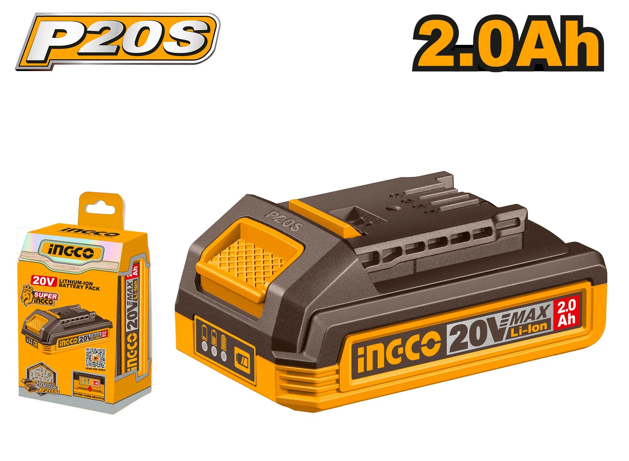 BATTERIE 20V 2.0AH INGCO FBLI20011