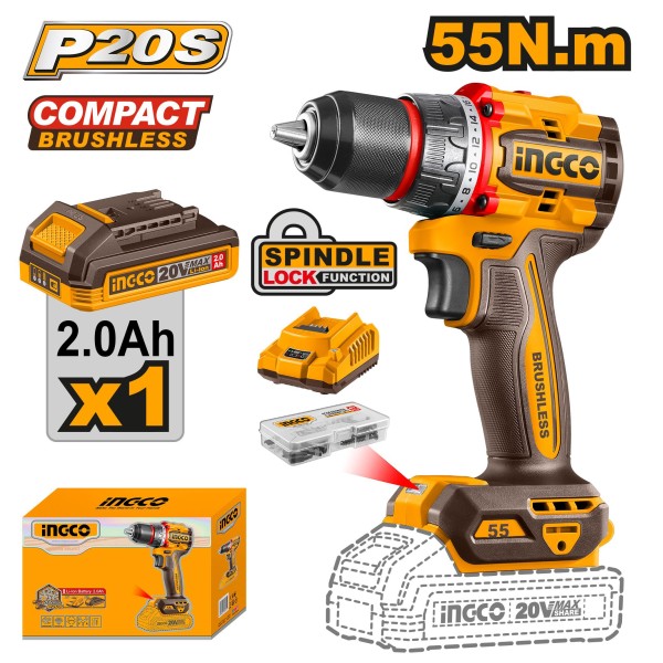 Visseuse / Perceuse INGCO 20V – 55 Nm CDLI205582
