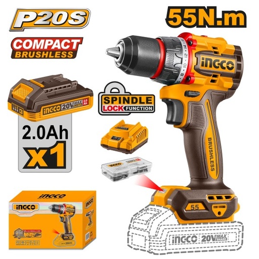 Visseuse / Perceuse INGCO 20V – 55 Nm CDLI205582