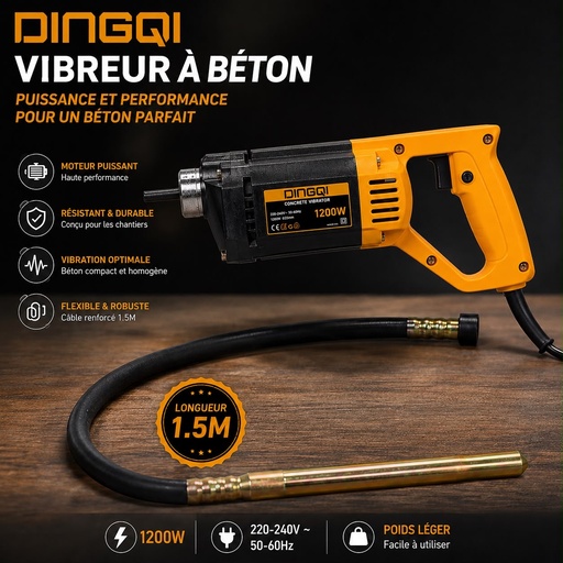 DINGQI – Vibreur à Béton 1200W