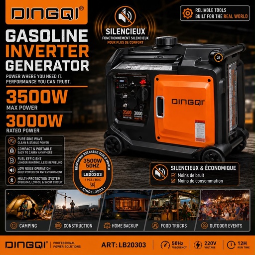 GROUPE ÉLECTROGÈNE DINGQI INVERTER SILENCIEUX 3500W