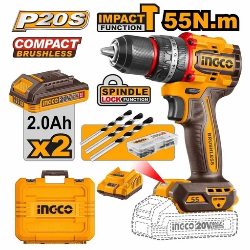 visseuse Perceuse 20V INGCO 55N.m CIDLI20558 