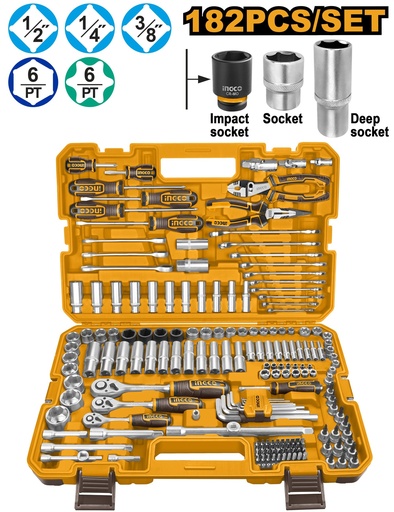 Caisse à outil 182 pcs INGCO HKTHP51828