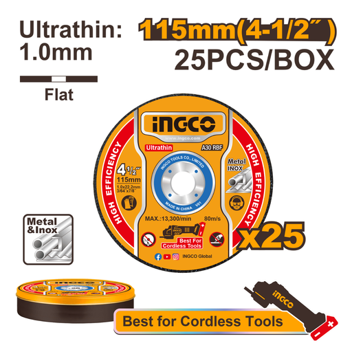 Disques de Tronçonnage Ultra-Fins INGCO (115 mm)