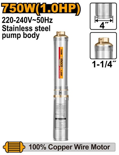 POMPE IMMERGÉE 1HP 750W 80M INGCO DWP750621